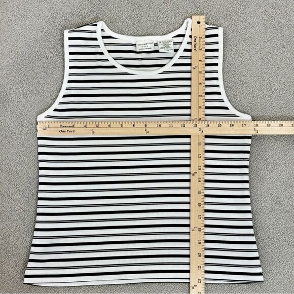 Covington Striped Ribbed Knit Tank Top White Black Medium Petite Stretchy - Picture 9 of 10